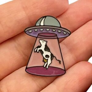 Alien Cow UFO Abduction Extraterrestrial Enamel Pin